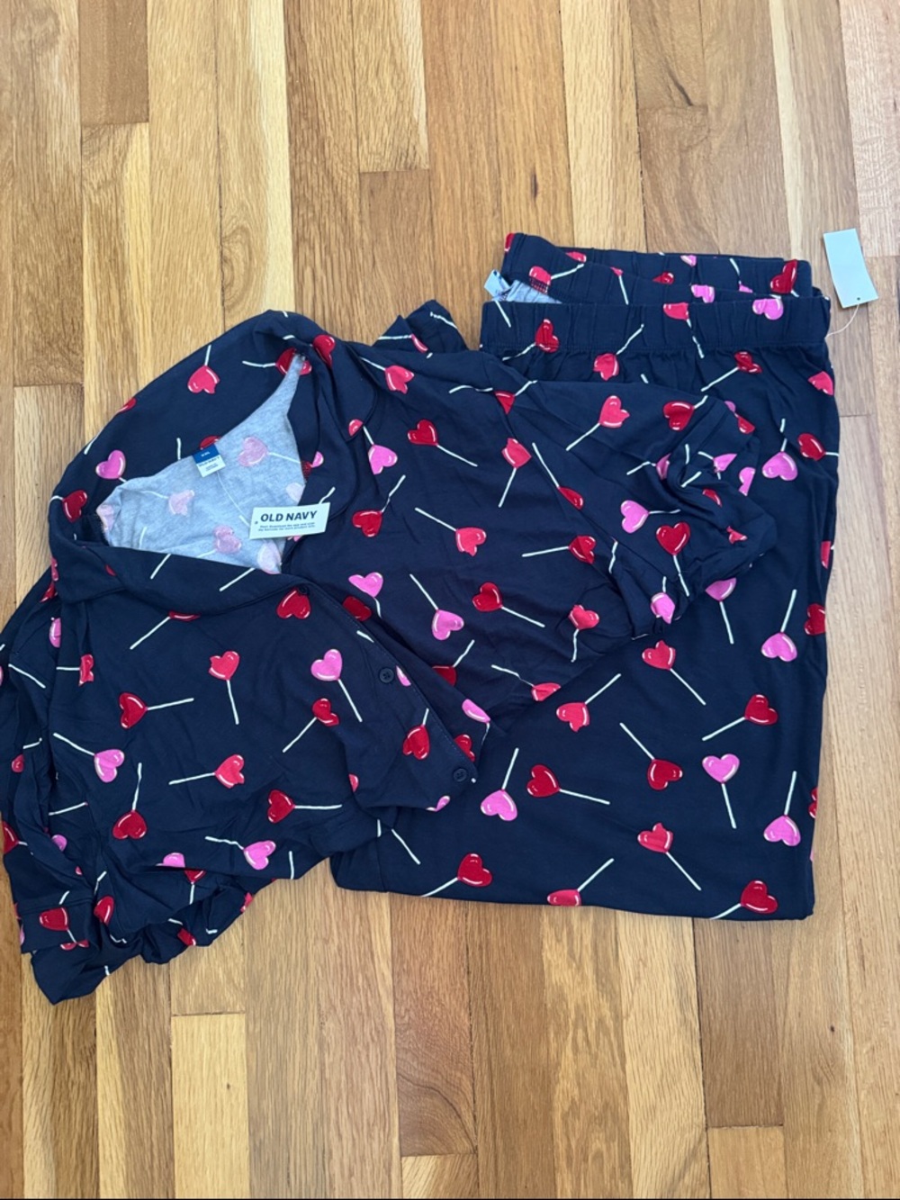 Old Navy Navy Heart Lollipop Pajama Set - Pink & Red